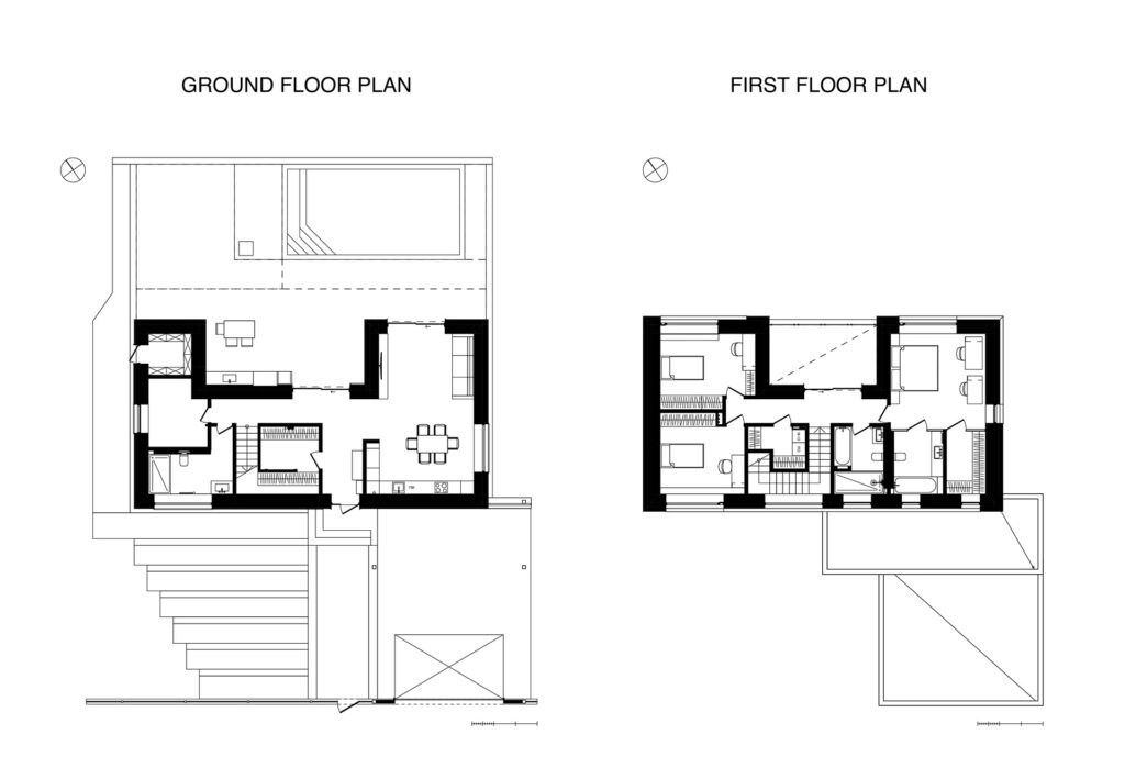 Сучасний двоповерховий будинок FRND HOUSE з бассейном планування