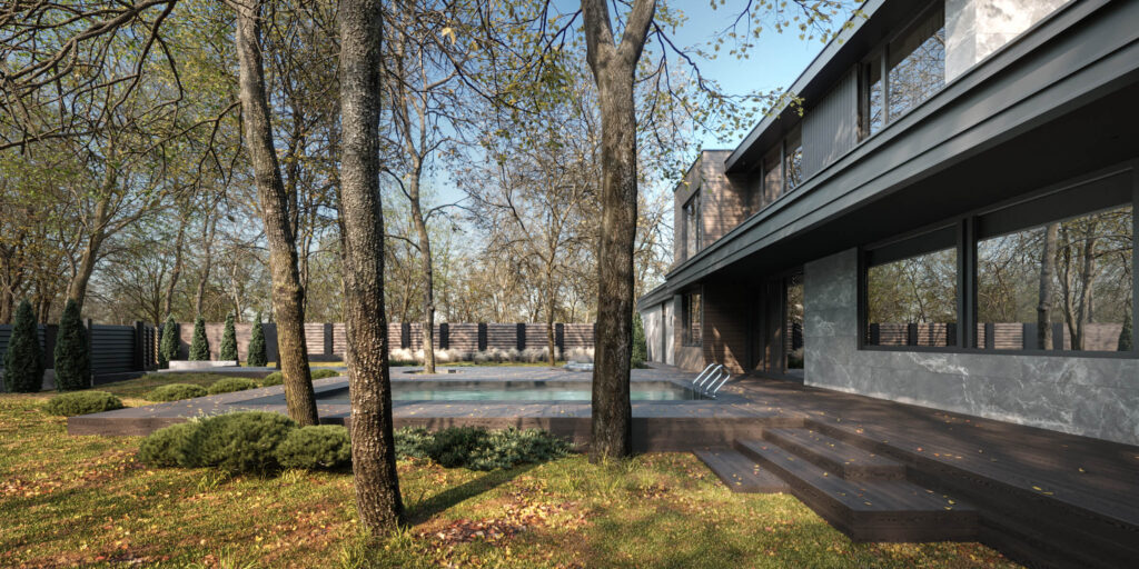 Сучасний двоповерховий будинок MONOGRAM HOUSE з бассейном