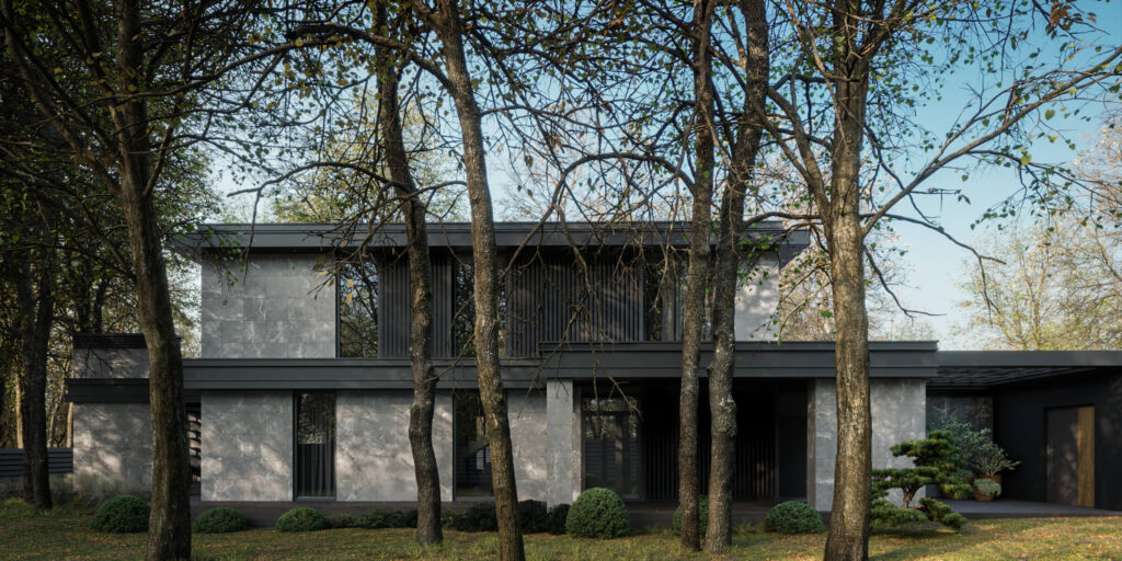 Сучасний двоповерховий будинок MONOGRAM HOUSE з бассейном