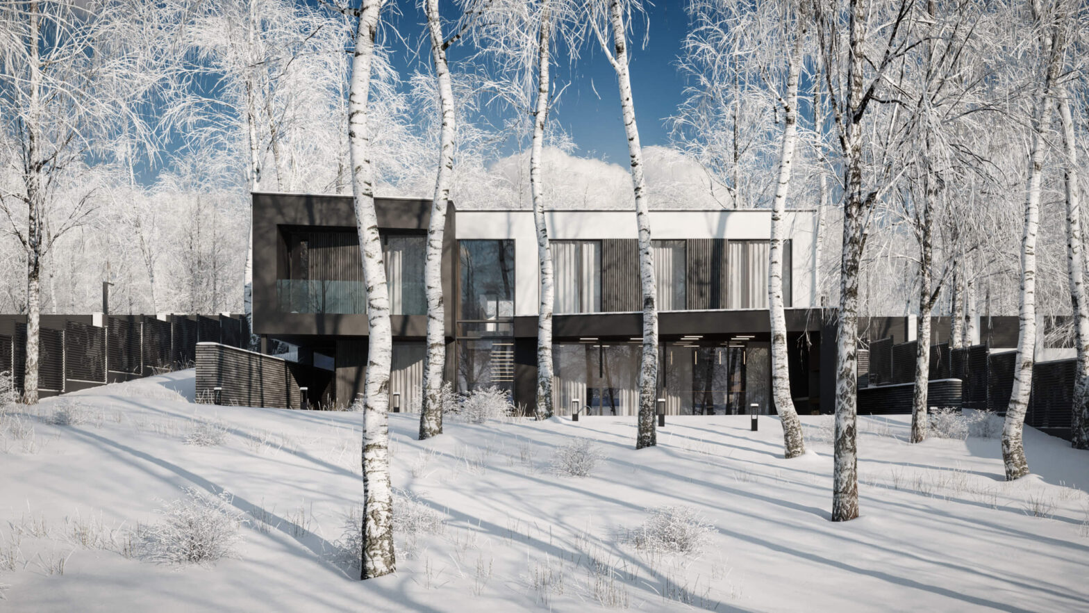 Сучасний двоповерховий будинок WHITEWOOD AR HOUSE на рель’єфі