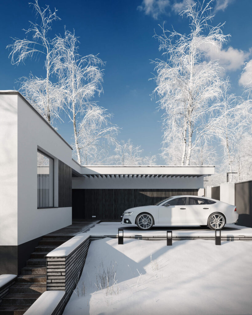Сучасний двоповерховий будинок WHITEWOOD AR HOUSE на рель’єфі