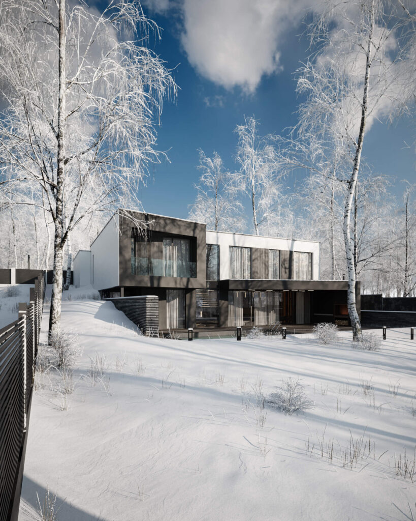 Сучасний двоповерховий будинок WHITEWOOD AR HOUSE на рель’єфі