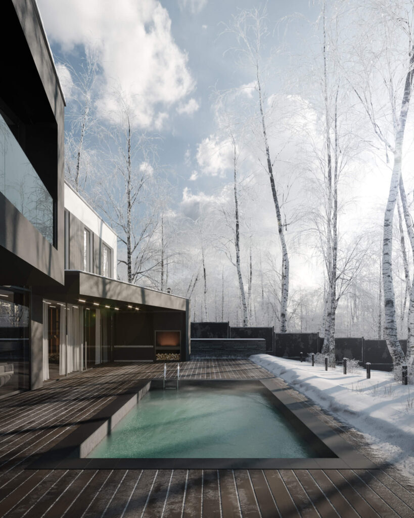 Сучасний двоповерховий будинок WHITEWOOD AR HOUSE на рель’єфі